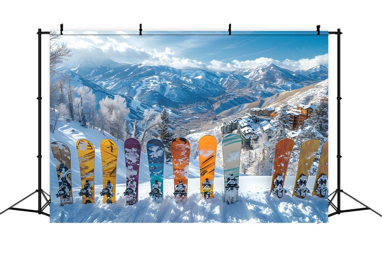 Vibrant Snowboards Winter Alps Photography Backdrop UK BRP9-305