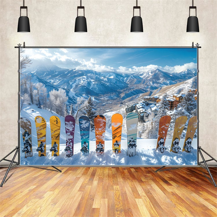 Vibrant Snowboards Winter Alps Photography Backdrop UK BRP9-305