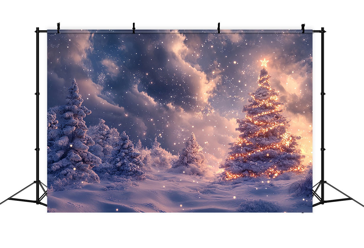 Radiant Winter Tree Snowy Landscape Backdrop UK BRP9-308