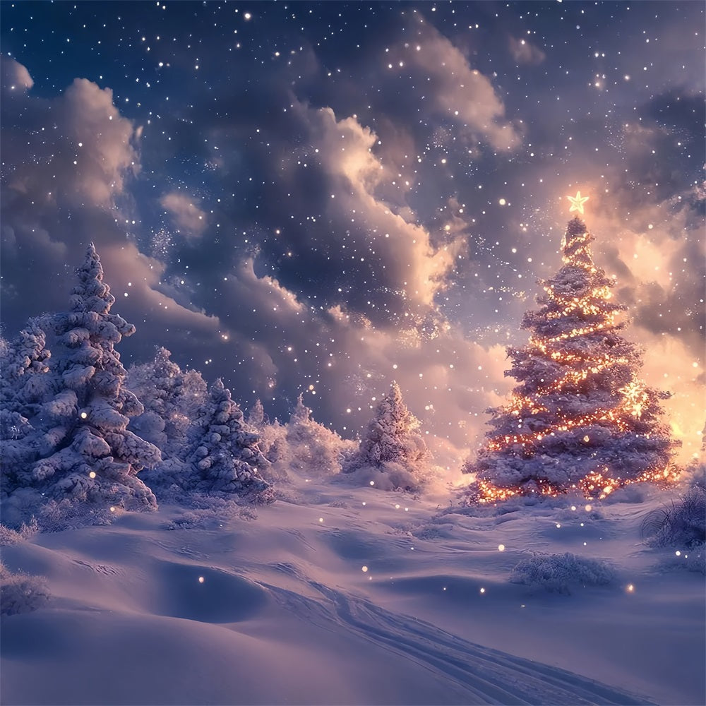 Radiant Winter Tree Snowy Landscape Backdrop UK BRP9-308