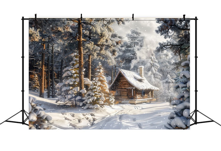 Winter Wonderland Cabin Surrounded Snow Backdrop UK BRP9-309