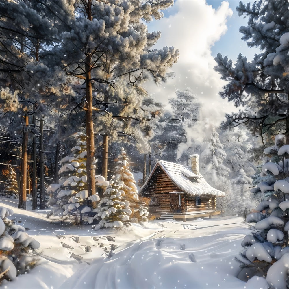 Winter Wonderland Cabin Surrounded Snow Backdrop UK BRP9-309