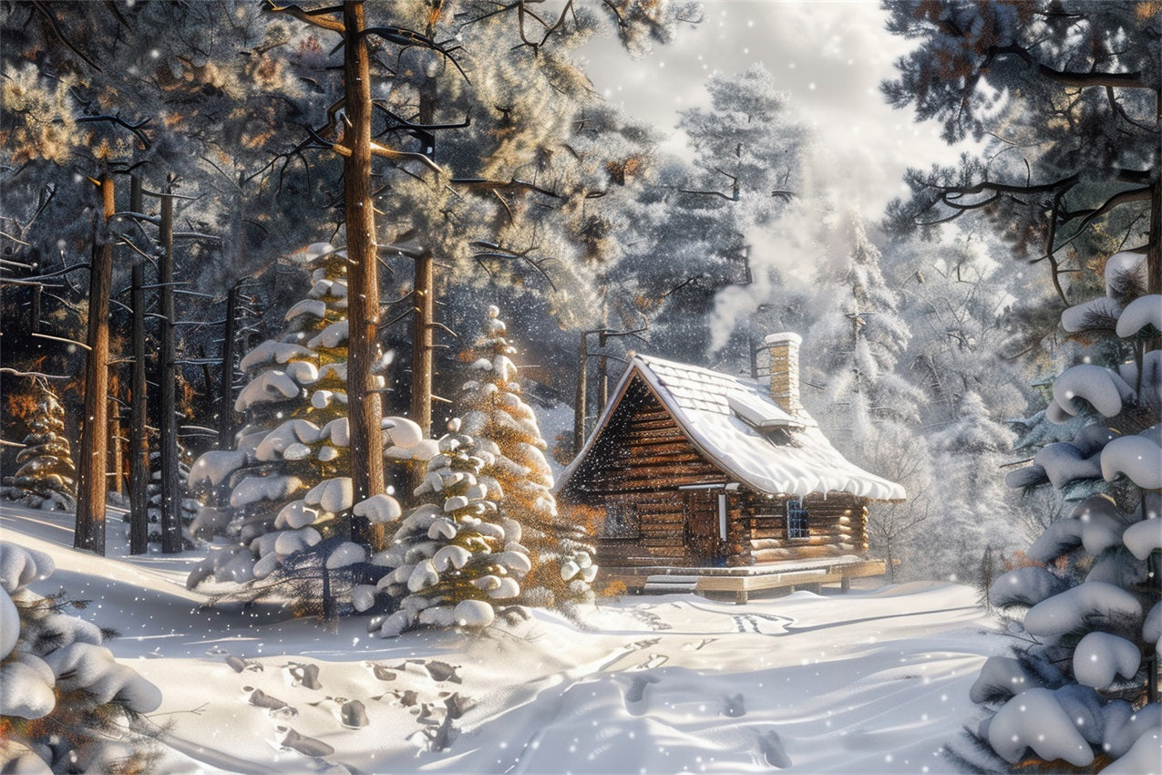 Winter Wonderland Cabin Surrounded Snow Backdrop UK BRP9-309