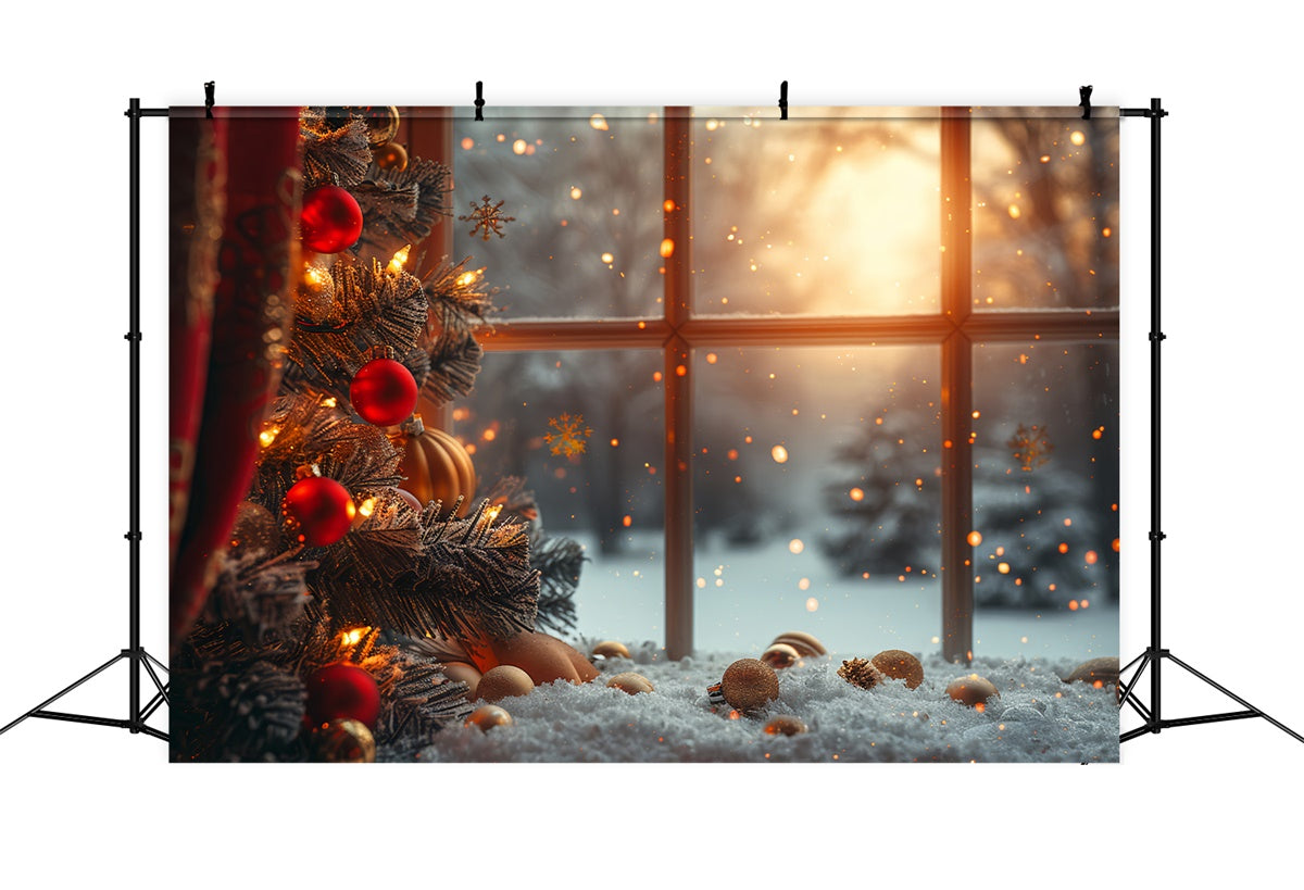 Winter Glow Christmas Snowy View Backdrop For Photography UK BRP9-31