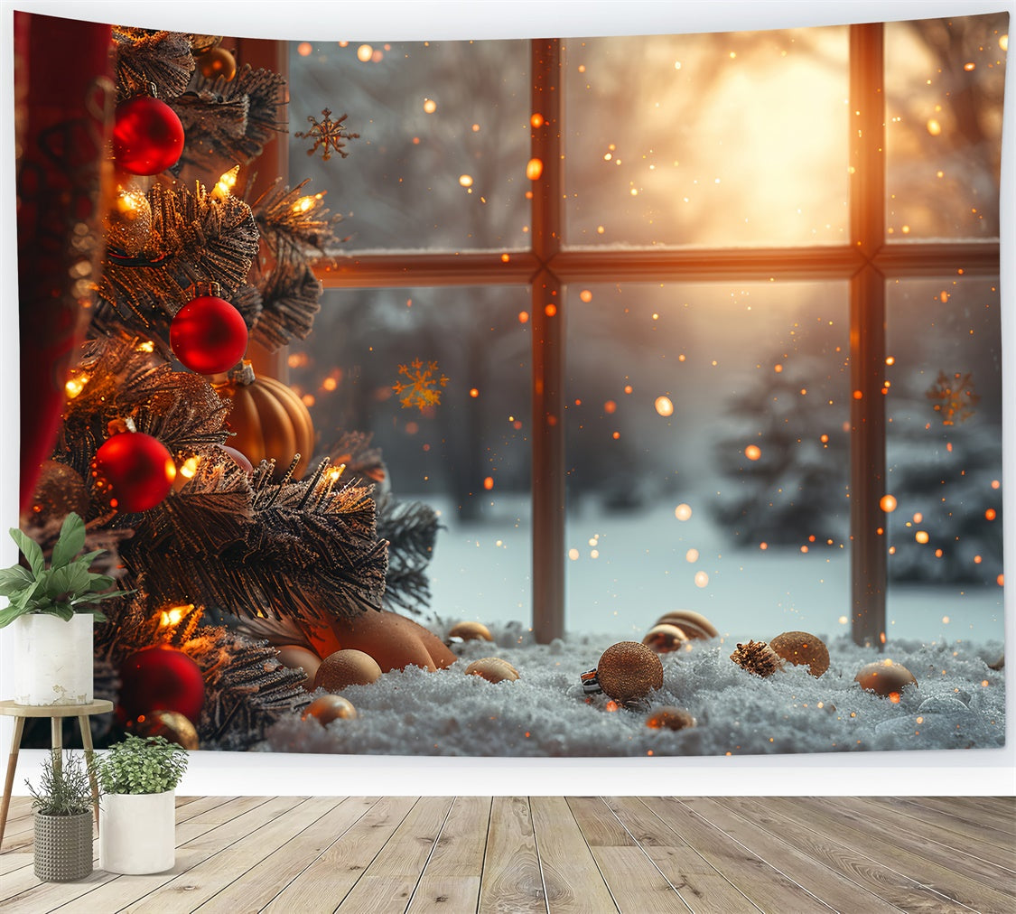 Winter Glow Christmas Snowy View Backdrop For Photography UK BRP9-31