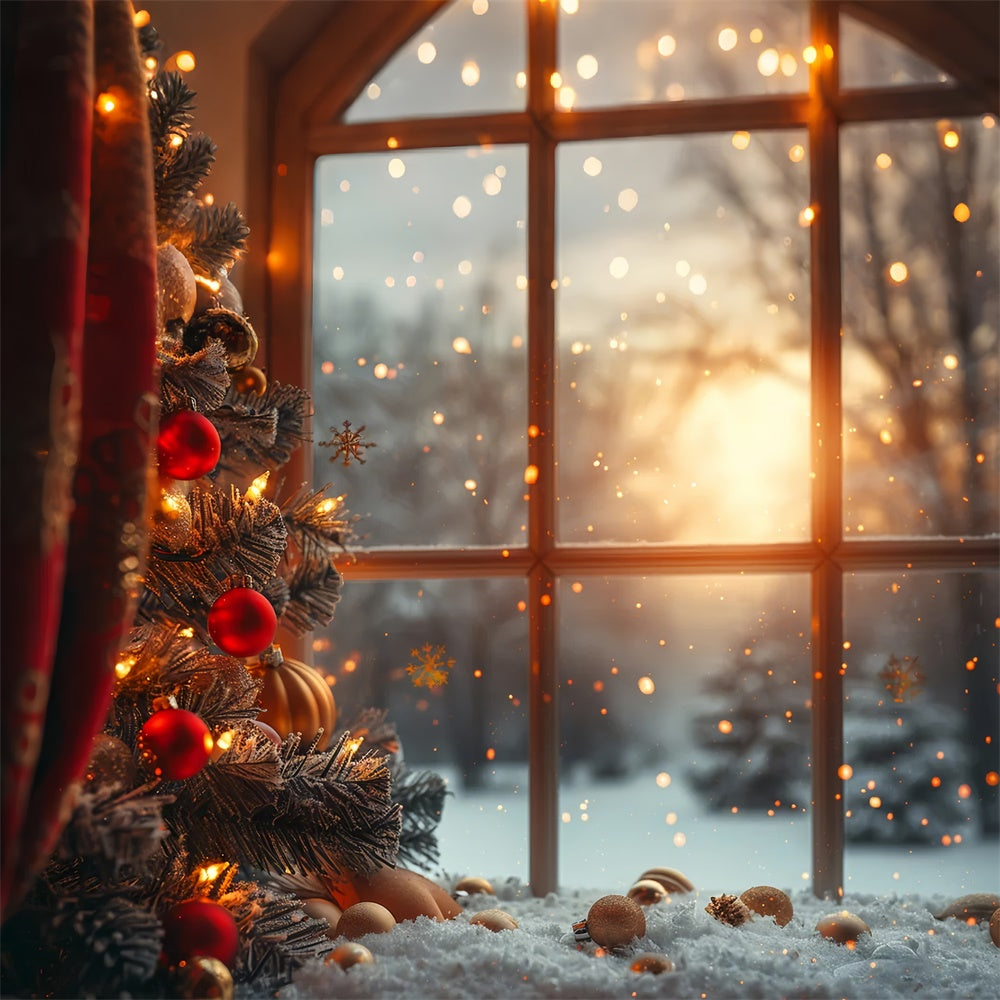 Winter Glow Christmas Snowy View Backdrop For Photography UK BRP9-31