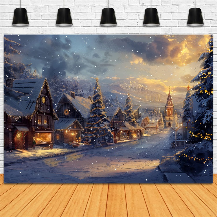 Picturesque Winter Cabin Snowy Surroundings Backdrop UK BRP9-311