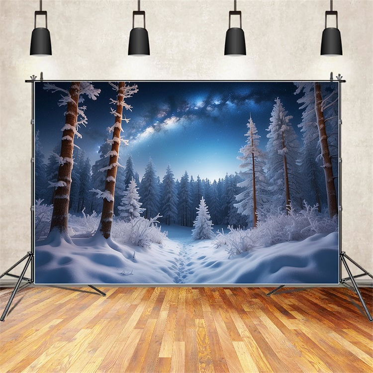 Winter Wonderland Snowy Pine Trees Backdrop UK BRP9-313