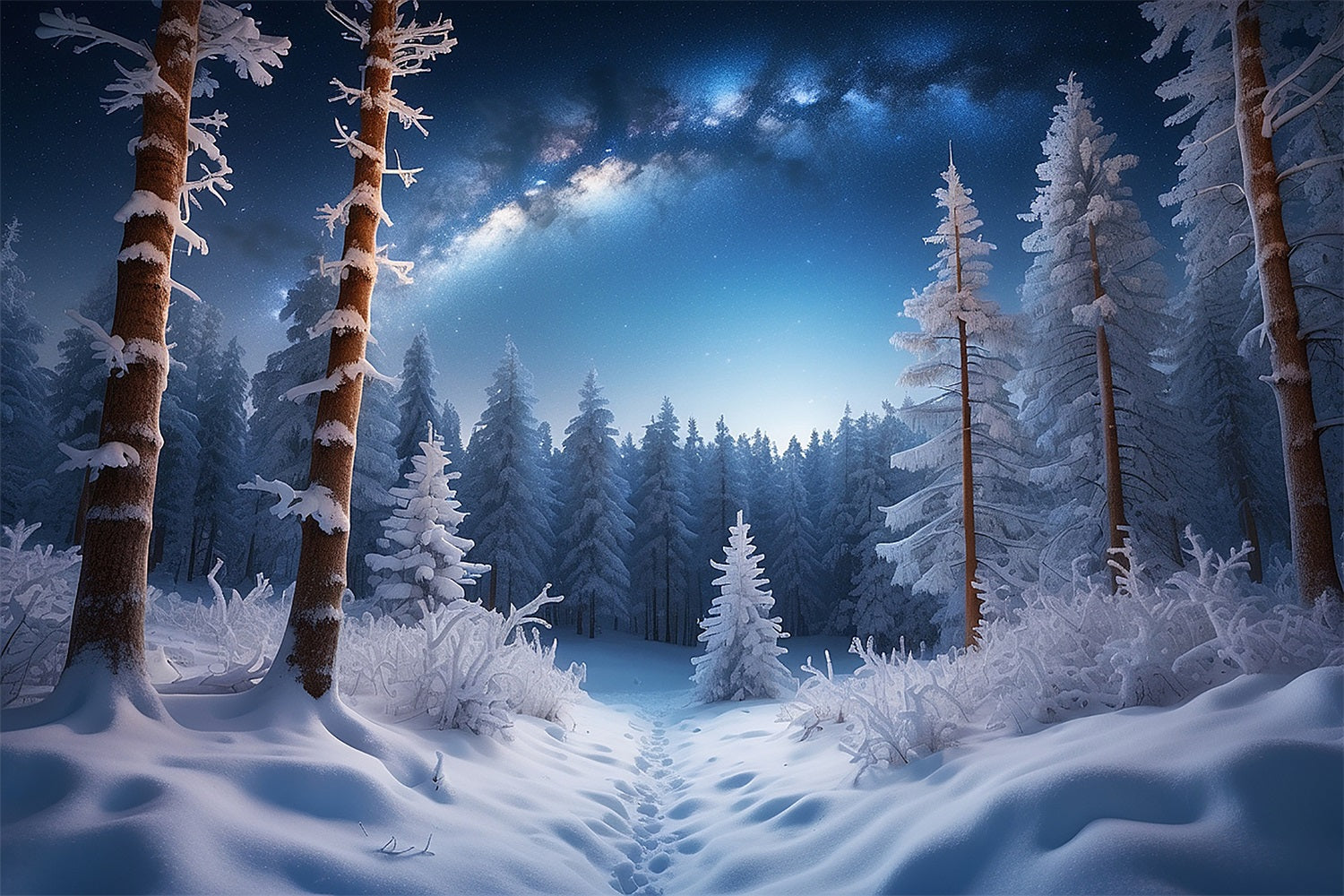 Winter Wonderland Snowy Pine Trees Backdrop UK BRP9-313