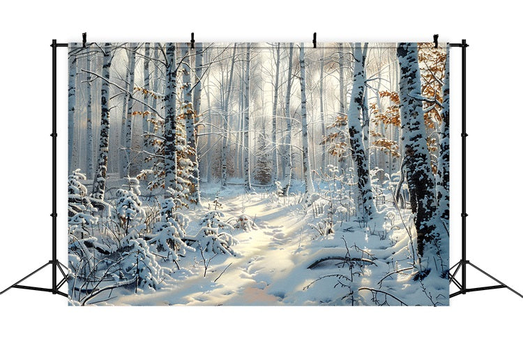 Enchanting Snow Covered Frozen Forest Winter Backdrop UK BRP9-317