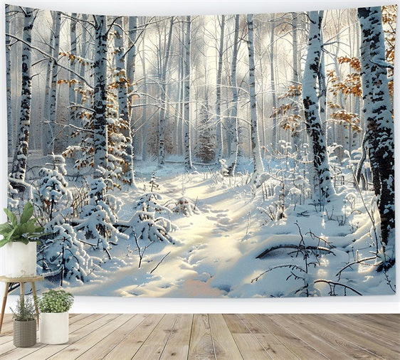 Enchanting Snow Covered Frozen Forest Winter Backdrop UK BRP9-317