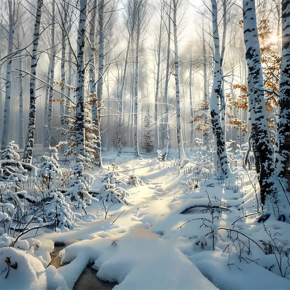 Enchanting Snow Covered Frozen Forest Winter Backdrop UK BRP9-317