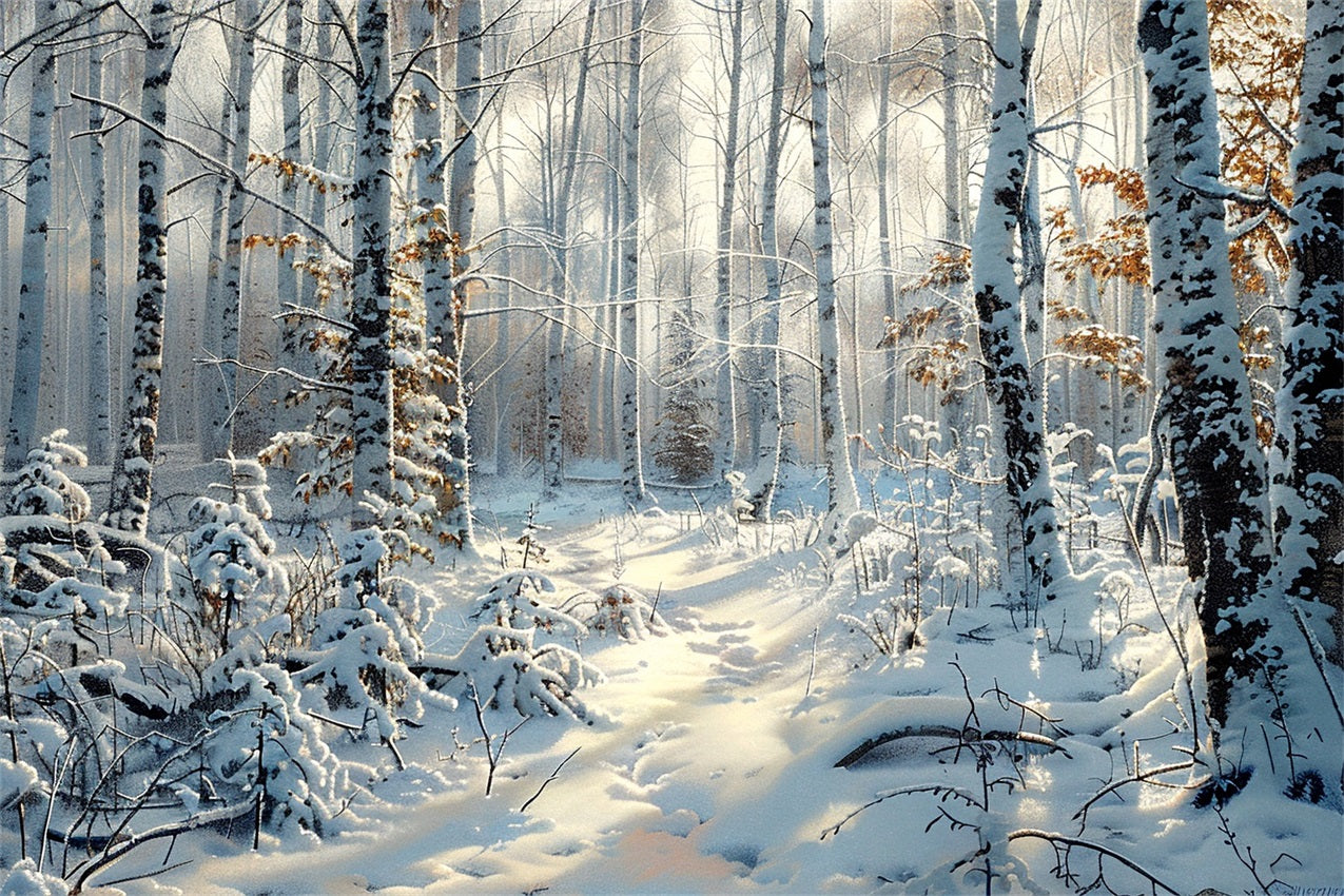 Enchanting Snow Covered Frozen Forest Winter Backdrop UK BRP9-317