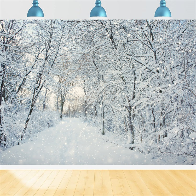 Magical Winter Forest Falling Snow Backdrop UK BRP9-319