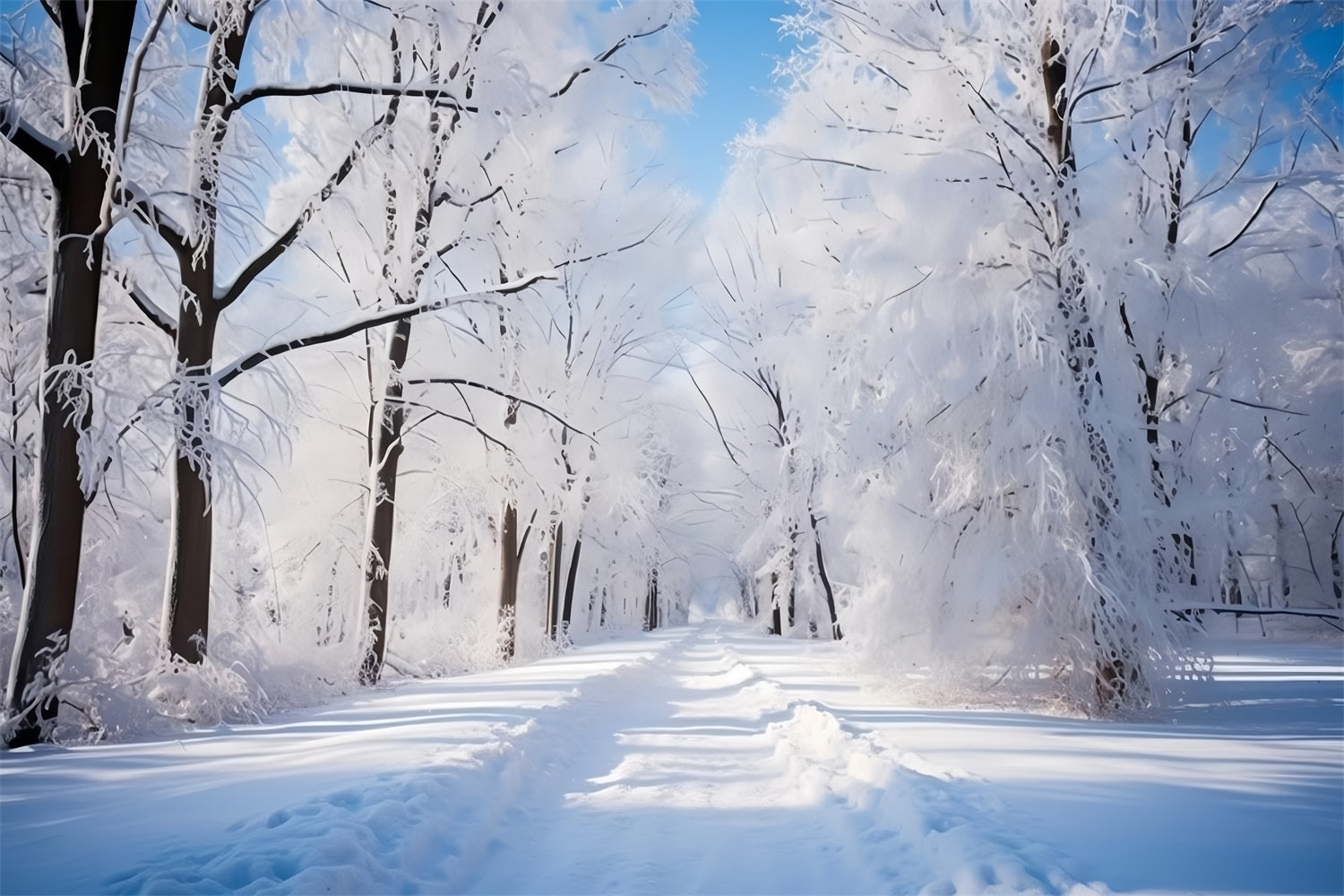 Frosty Winter Day Forest Path Photography Backdrop UK BRP9-322