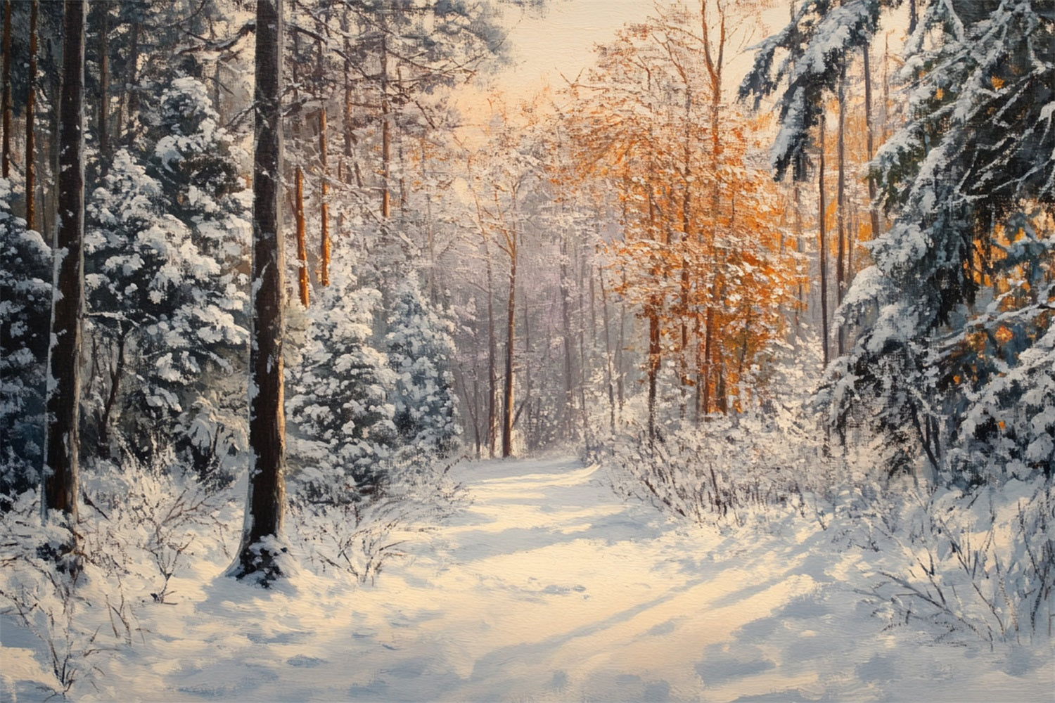 Tranquil Winter Walk Snowy Forest Backdrop UK BRP9-323