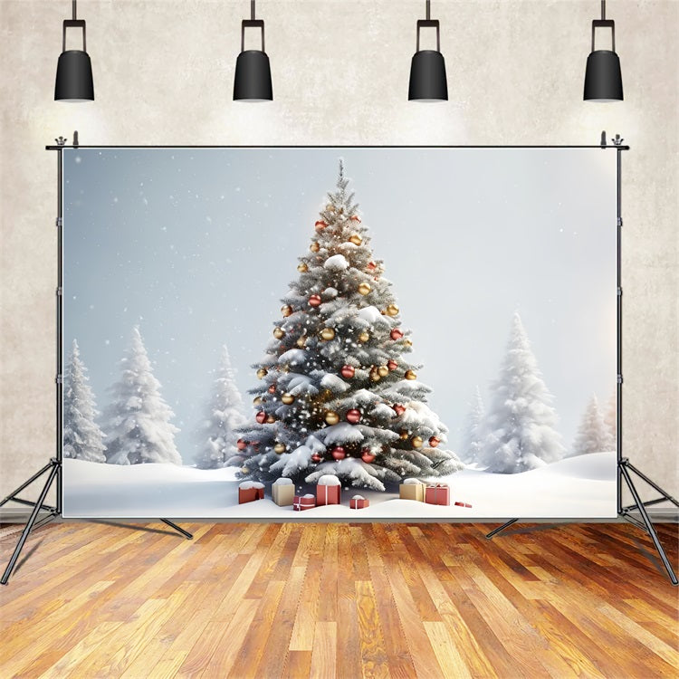 Winter Wonderland Christmas Tree Gifts Backdrop UK BRP9-329