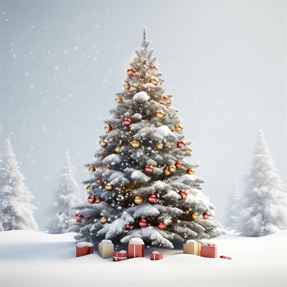 Winter Wonderland Christmas Tree Gifts Backdrop UK BRP9-329