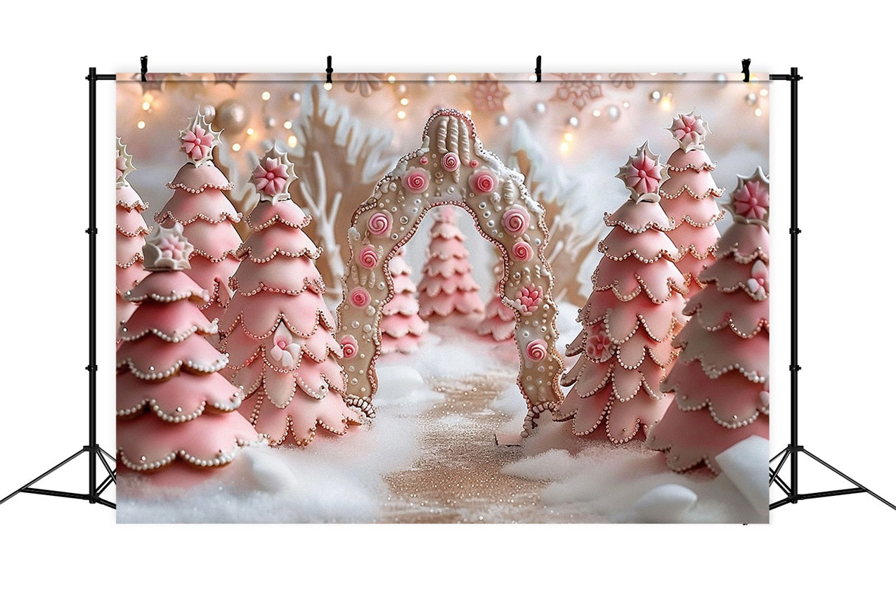 Pink Fantasy Candy Cane Winter Wonderland Backdrop UK BRP9-330