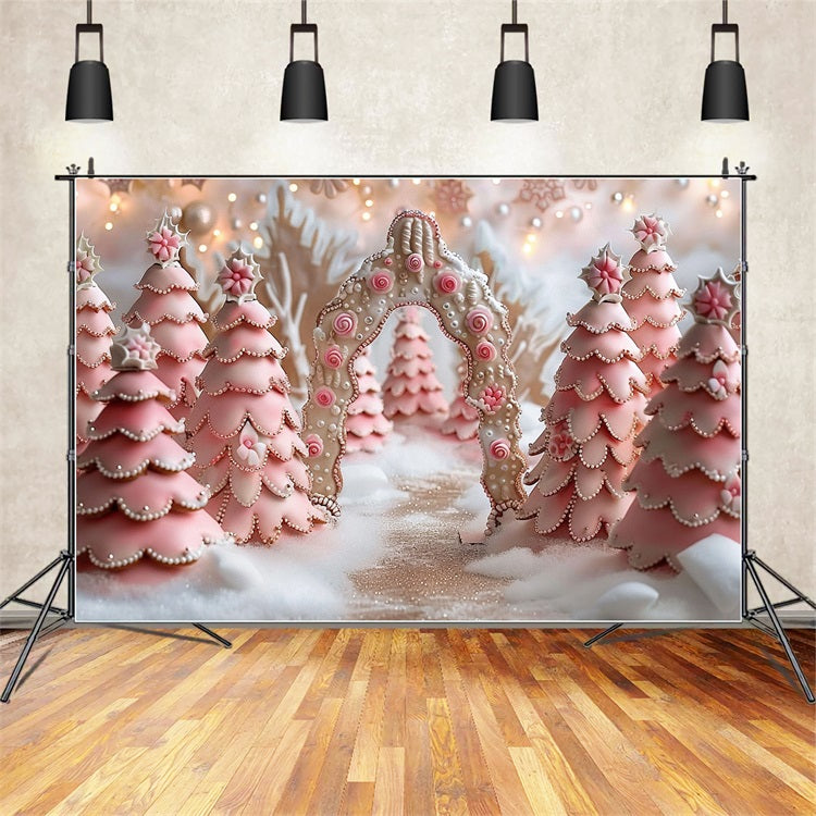 Pink Fantasy Candy Cane Winter Wonderland Backdrop UK BRP9-330