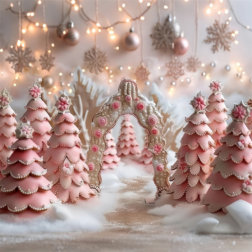 Pink Fantasy Candy Cane Winter Wonderland Backdrop UK BRP9-330