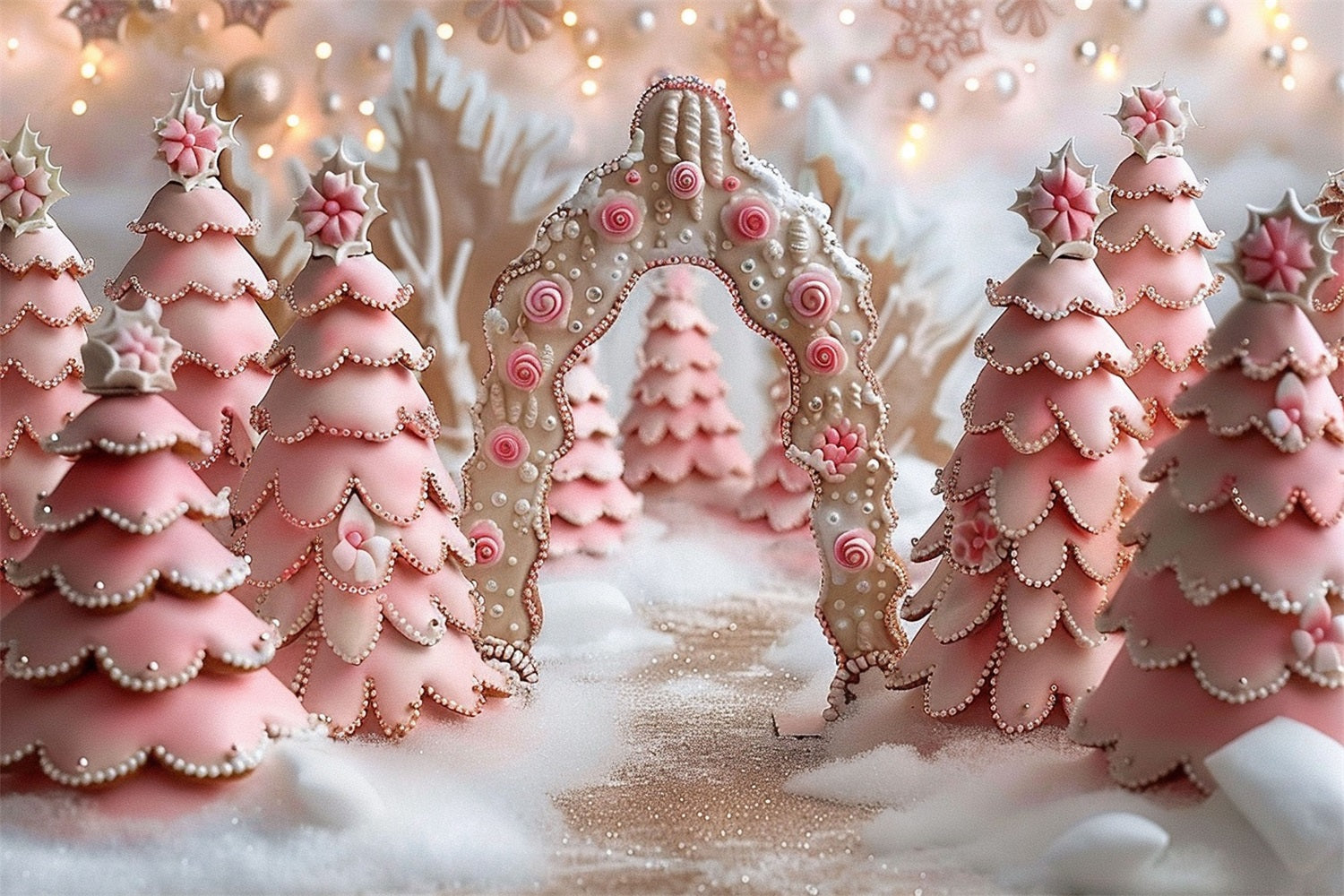 Pink Fantasy Candy Cane Winter Wonderland Backdrop UK BRP9-330