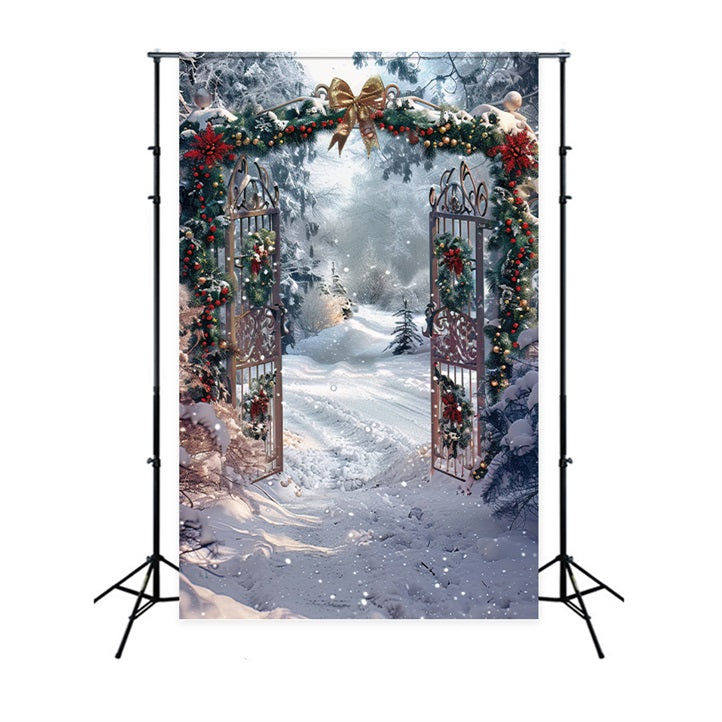 Winter Snowy Forest Decorated Arch Gate Backdrop UK BRP9-333