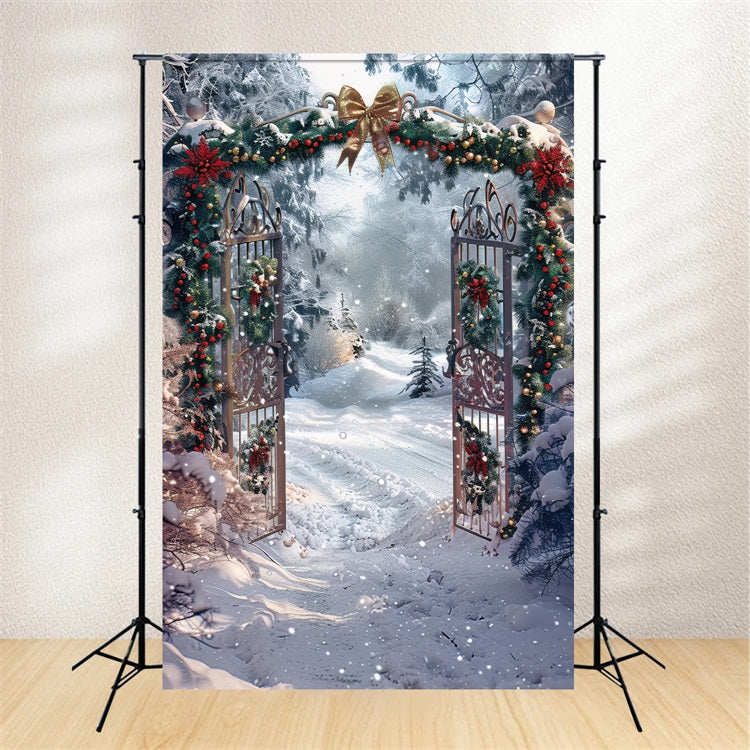 Winter Snowy Forest Decorated Arch Gate Backdrop UK BRP9-333