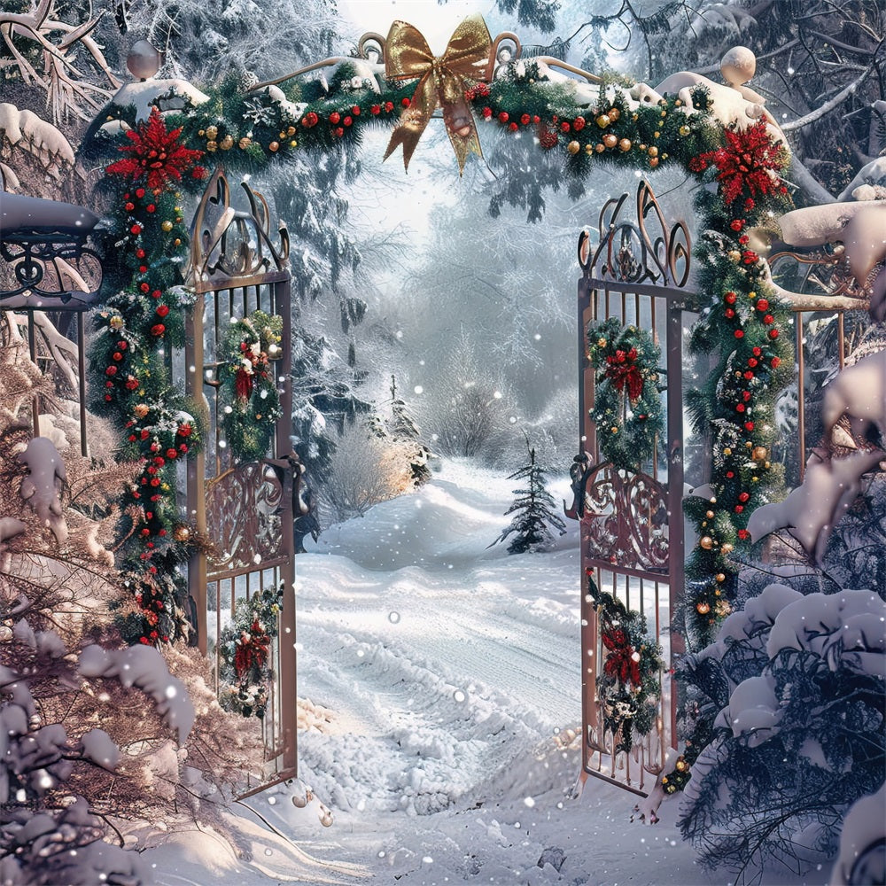 Winter Snowy Forest Decorated Arch Gate Backdrop UK BRP9-333