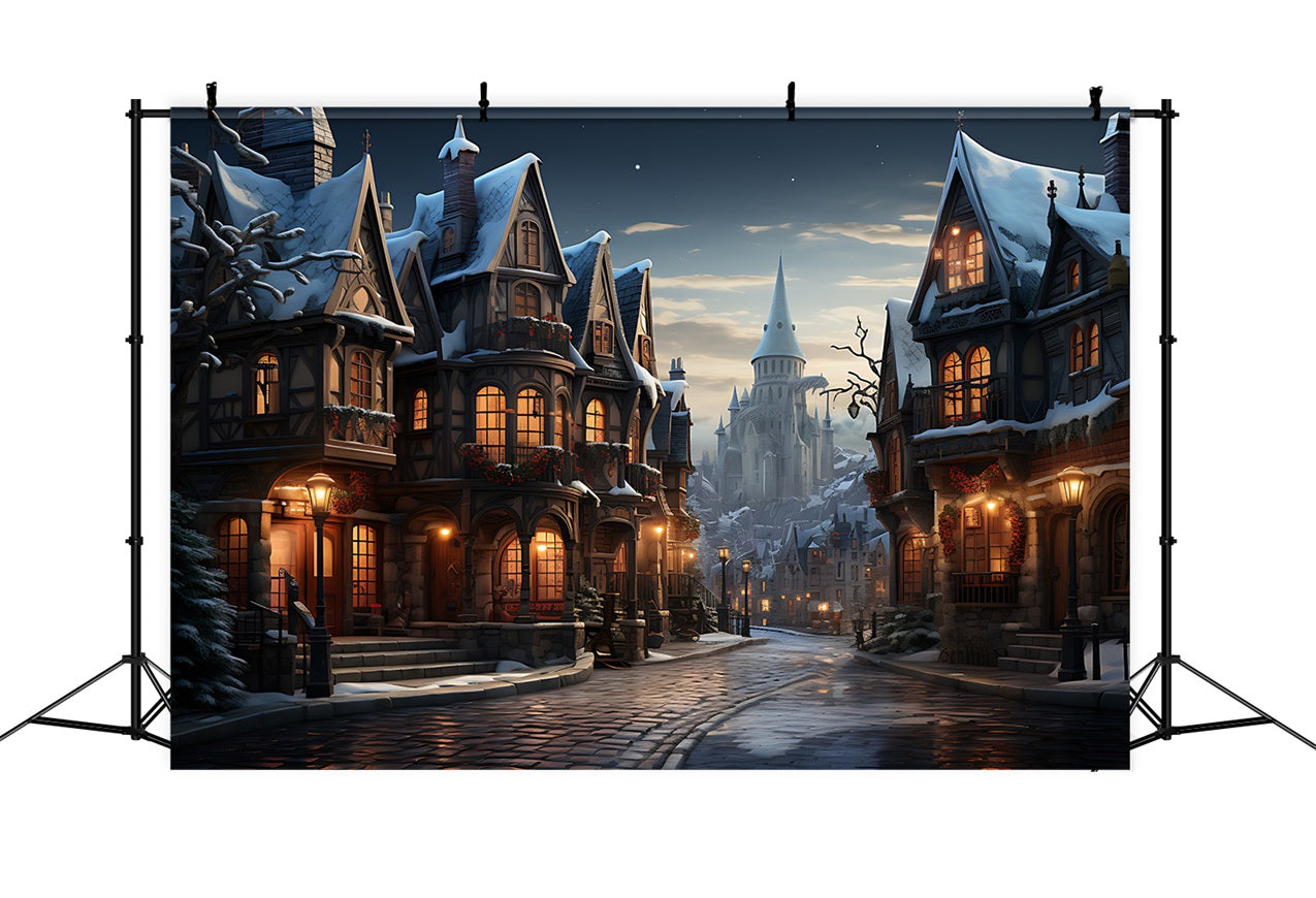 Snow Covered Fantasy Castle Winter Backdrop UK BRP9-337