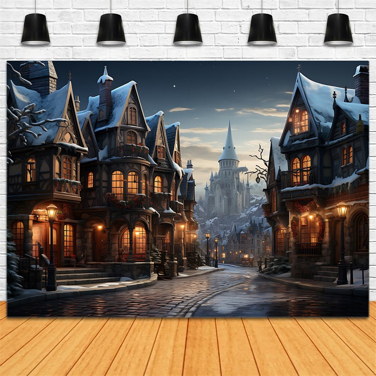 Snow Covered Fantasy Castle Winter Backdrop UK BRP9-337