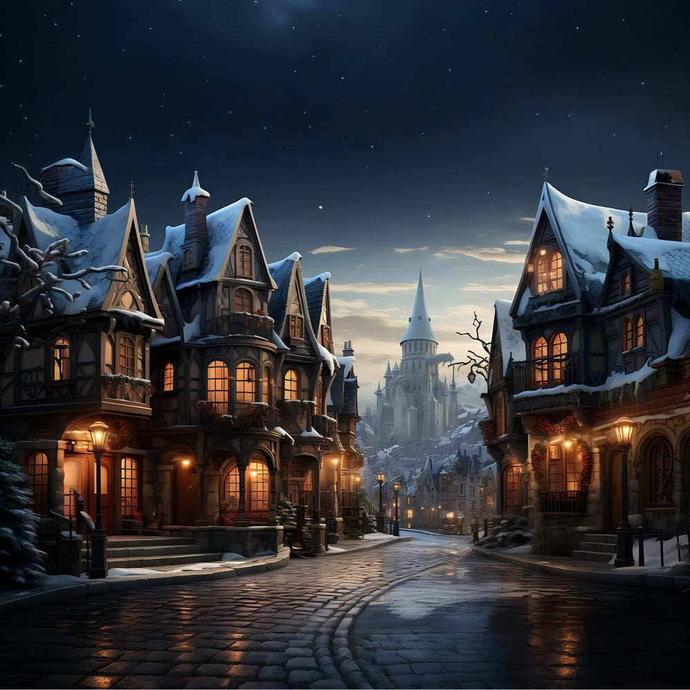 Snow Covered Fantasy Castle Winter Backdrop UK BRP9-337