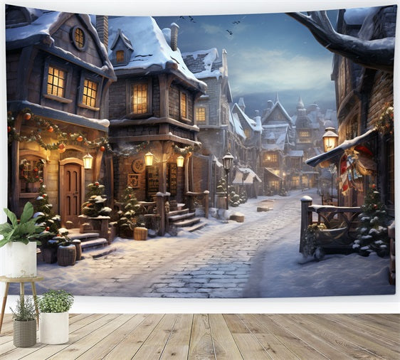 Lights Flashing Winter House Street Backdrop UK BRP9-338