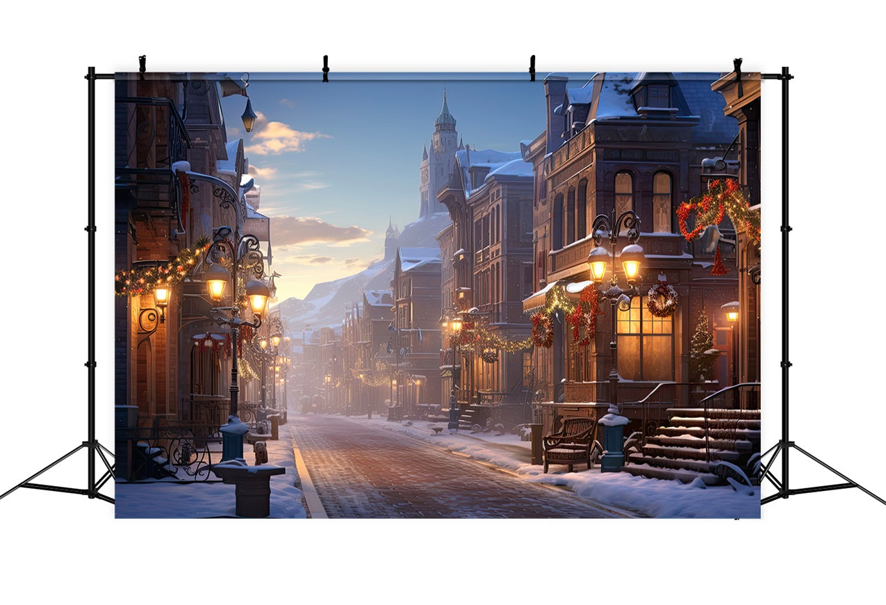 Quiet Street Soft Lighting Winter Street Backdrop UK BRP9-339