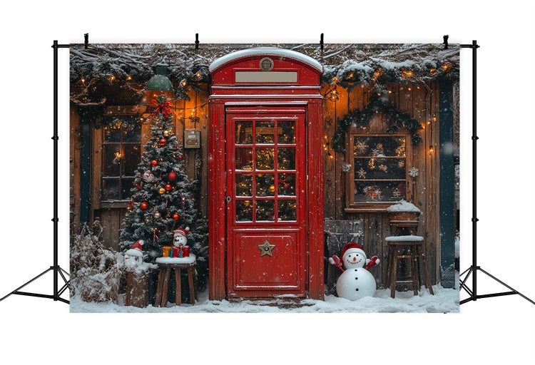 Red Door and Snowman Christmas Cheer Backdrop UK BRP9-34