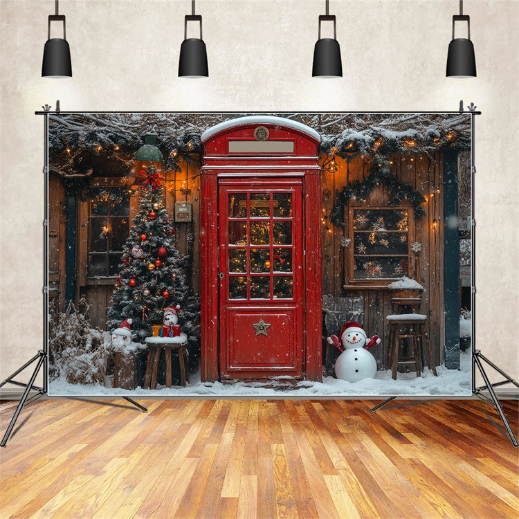 Red Door and Snowman Christmas Cheer Backdrop UK BRP9-34