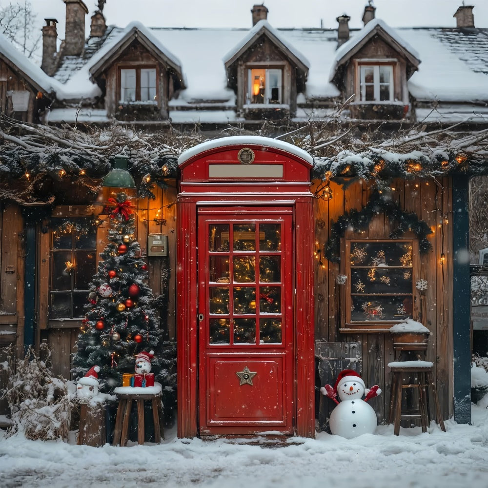 Red Door and Snowman Christmas Cheer Backdrop UK BRP9-34