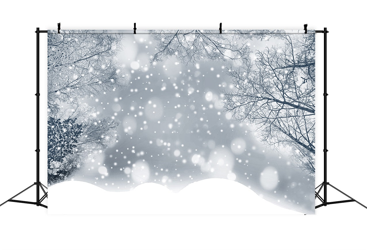 Sparkling Winter Frosted Snowflakes Forest Backdrop UK BRP9-344