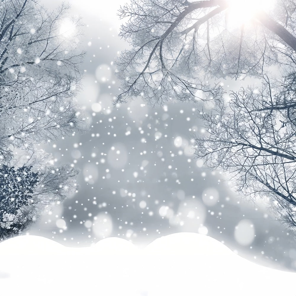 Sparkling Winter Frosted Snowflakes Forest Backdrop UK BRP9-344