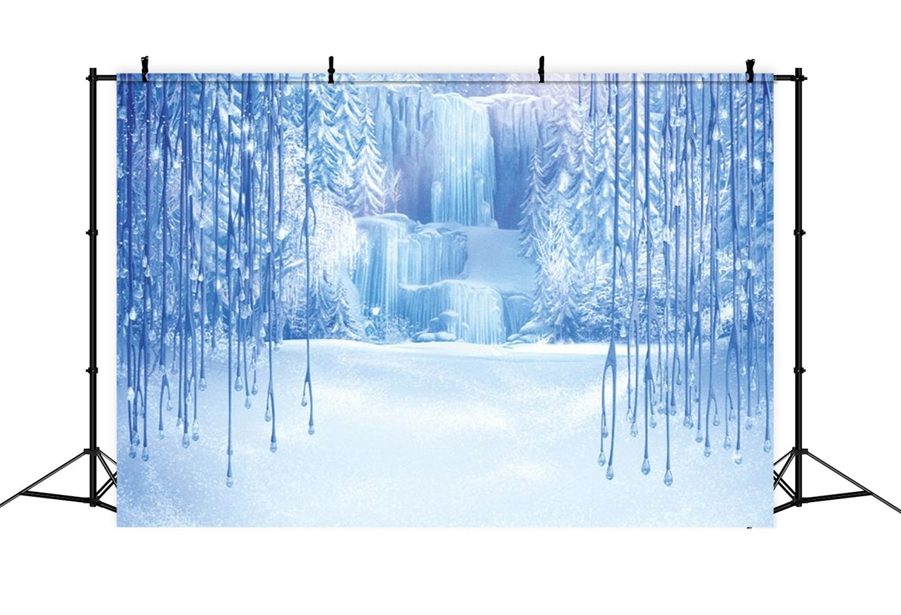 Snowy Wonderland Frozen Waterfall Icicles Backdrop UK BRP9-347