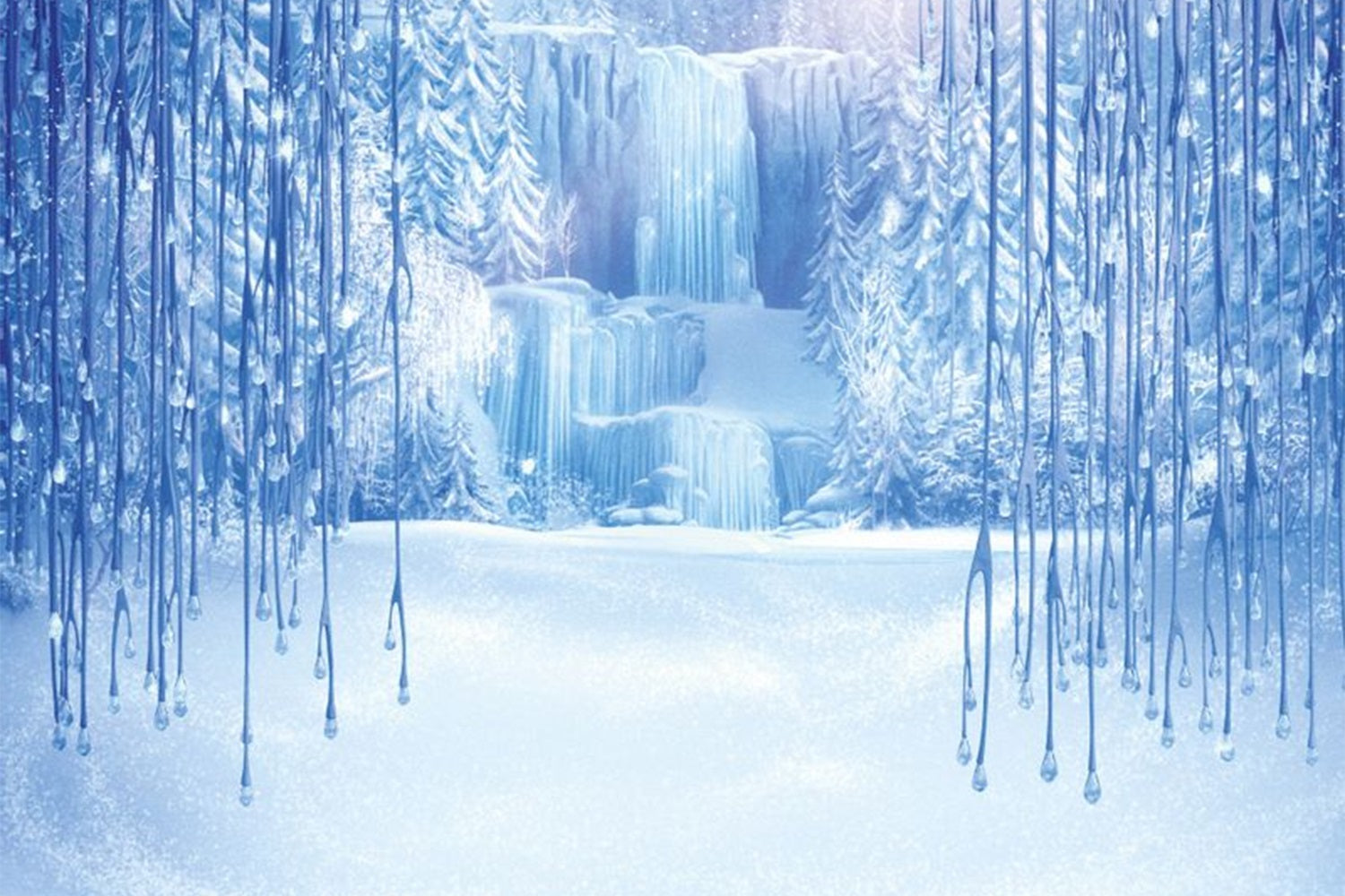 Snowy Wonderland Frozen Waterfall Icicles Backdrop UK BRP9-347