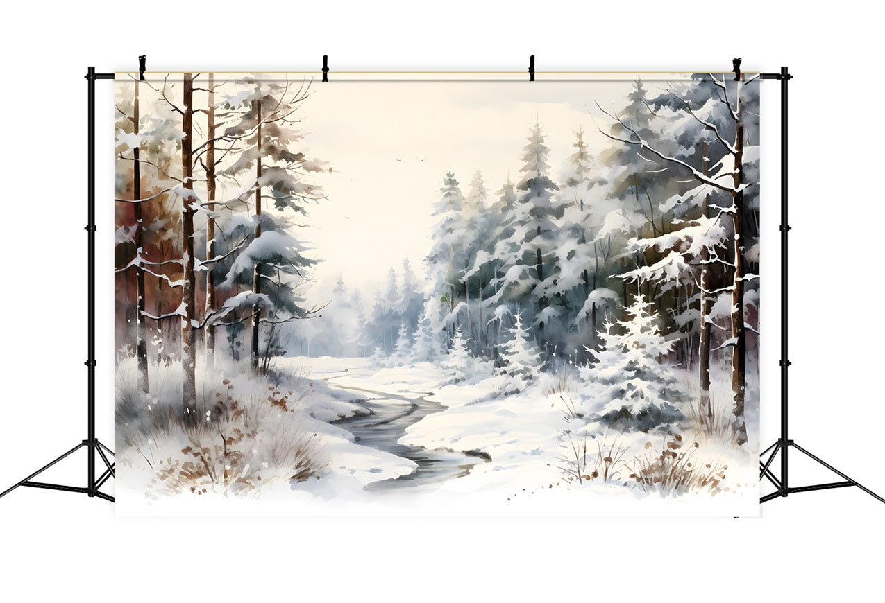 Winter Frosty Winter Landscape Frozen Creek Backdrop UK BRP9-350