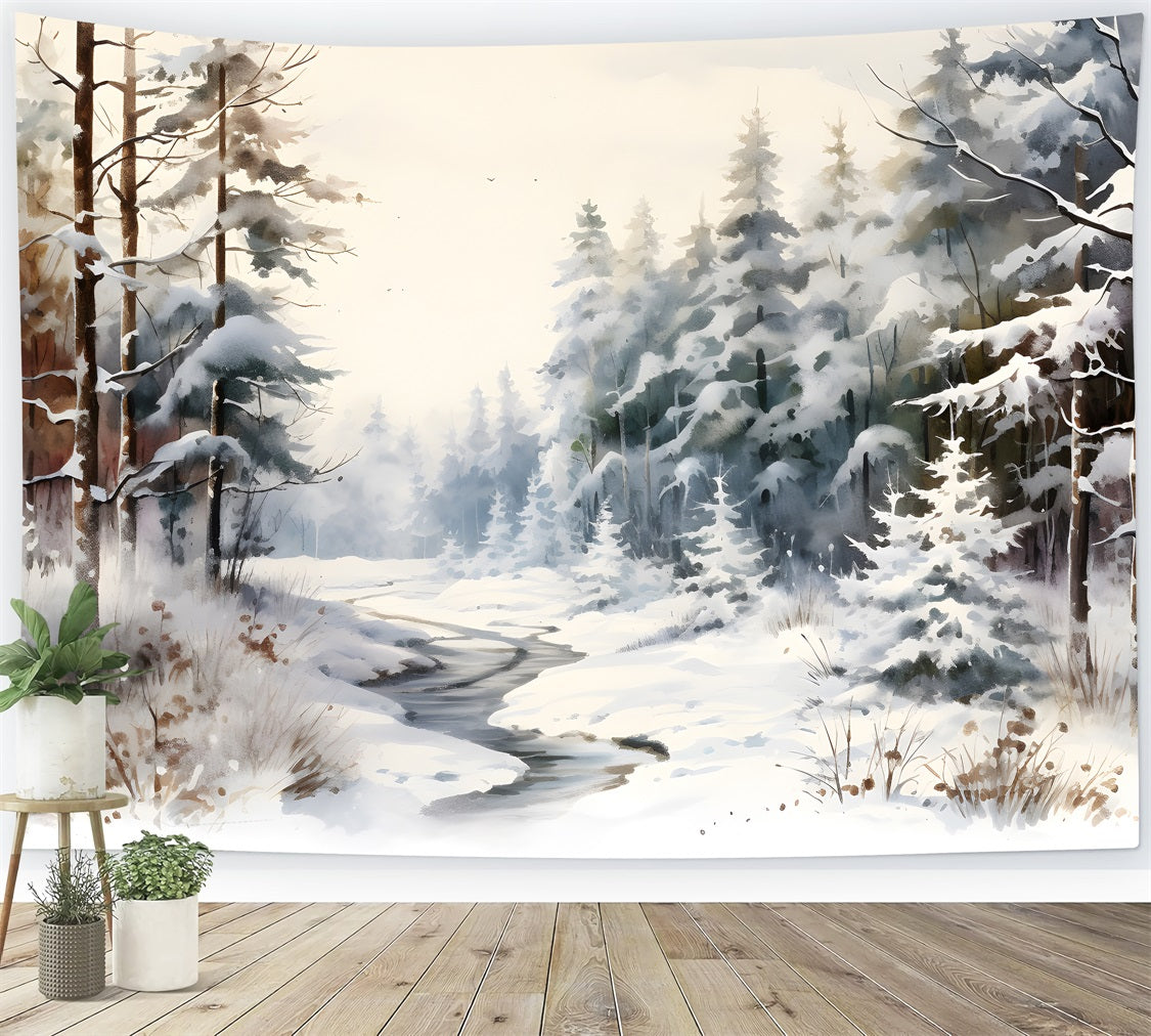 Winter Frosty Winter Landscape Frozen Creek Backdrop UK BRP9-350