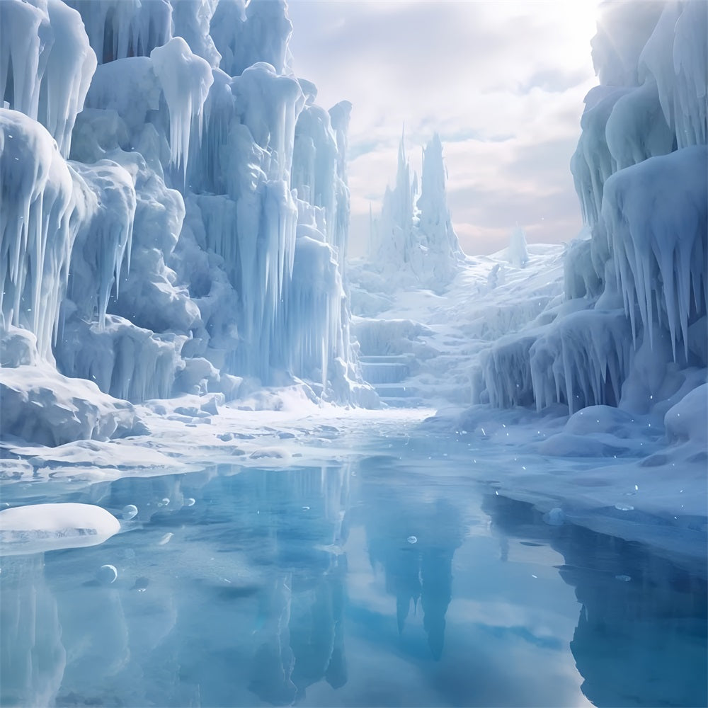 Majestic Ice Caves Reflecting Waters Backdrop UK BRP9-353