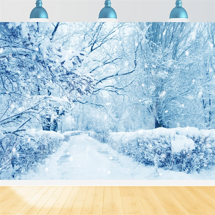 Snowy Trees Frosted Forest Winter Wonderland Backdrop UK BRP9-354