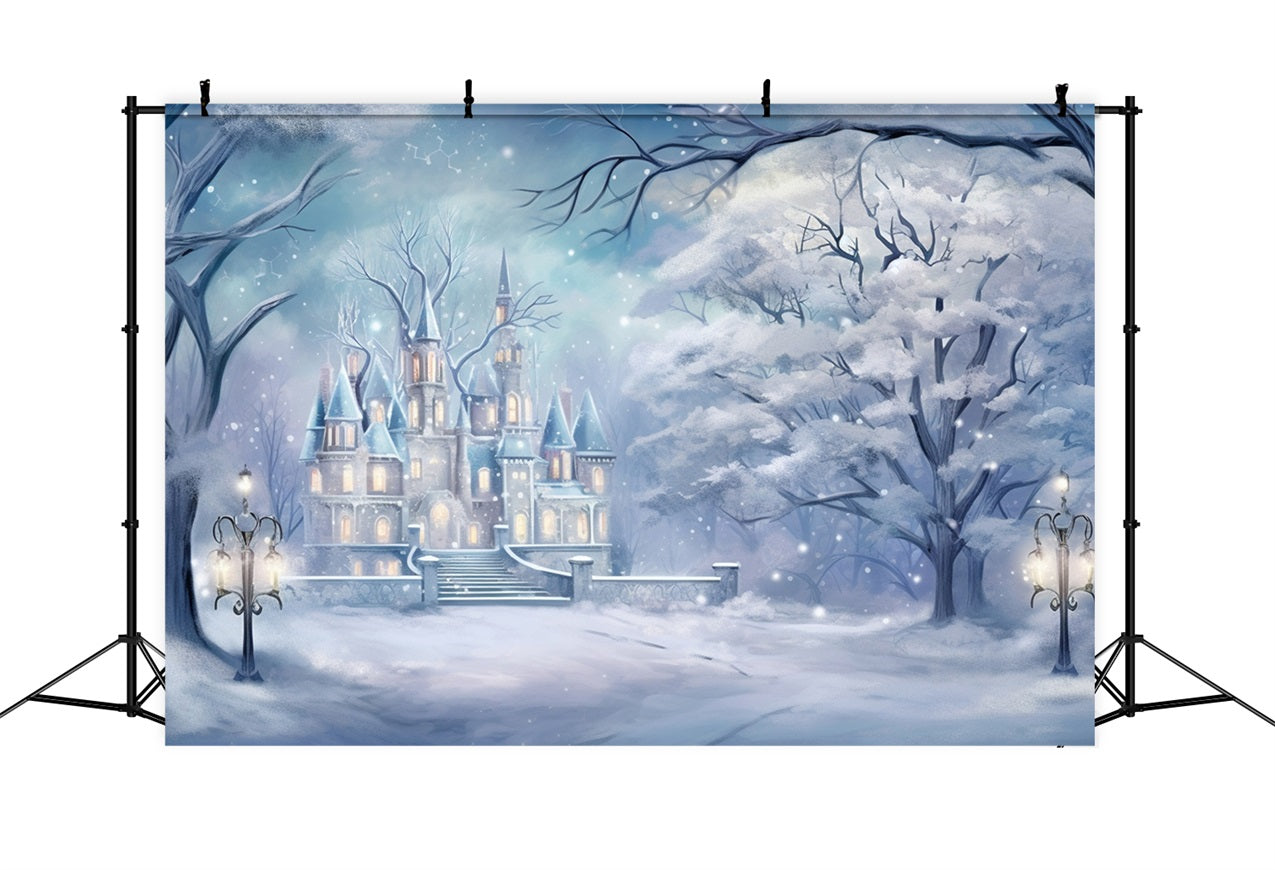 Enchanted Snow Castle Winter Fantasy Backdrop UK BRP9-358