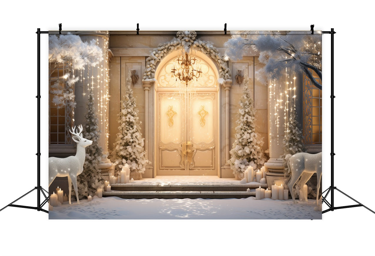 Winter Wonderland Reindeer Candlelight Backdrop UK BRP9-359