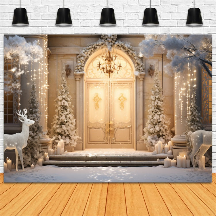 Winter Wonderland Reindeer Candlelight Backdrop UK BRP9-359