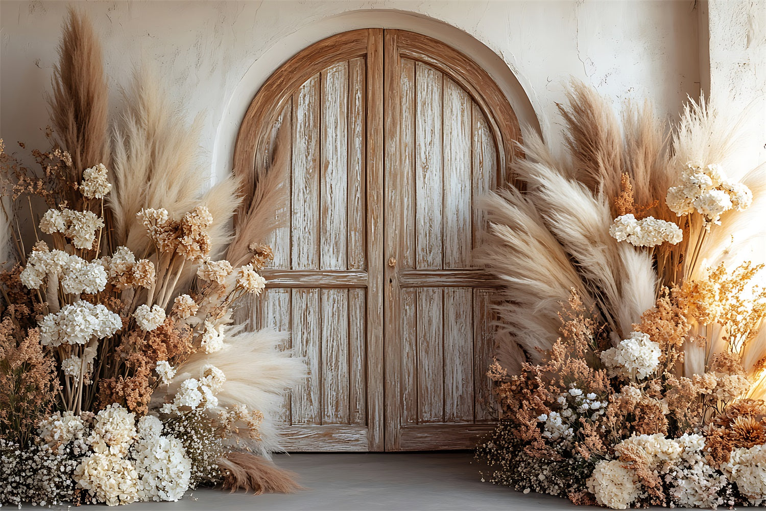 Bohemian Style Neutral Floral Entrance Decor Backdrop UK BRP9-376