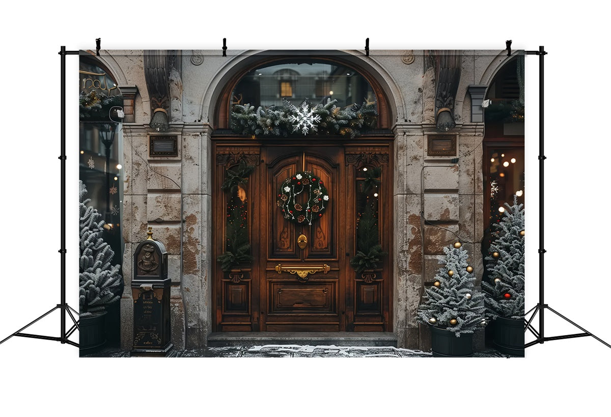 Snowflake Wreath Christmas Winter Wooden Door Backdrop UK BRP9-41